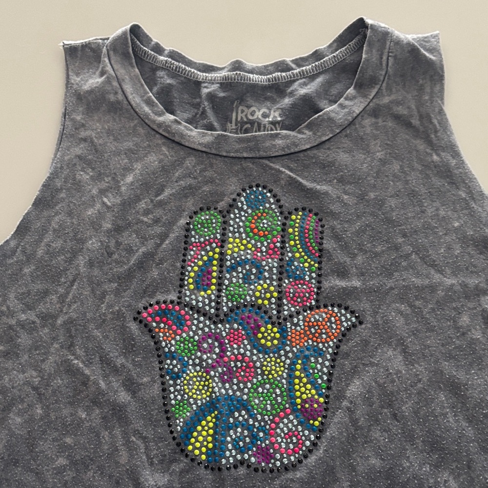 Rock & Candy Kids Tank Top with Vibrant Hand Design